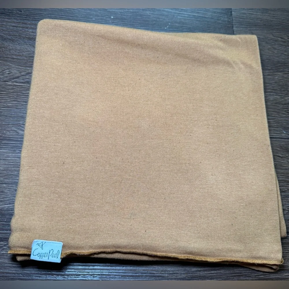 Copper Pearl 45 x 45 camel knit swaddle Blanket
